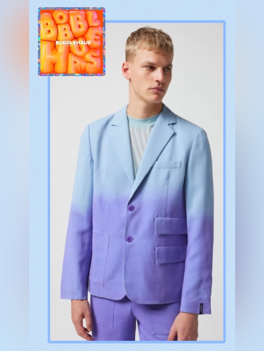 🆕 BOBBLEHAUS UO Exclusive Ombre Tencel Twill Blazer Blue/Purple Medium